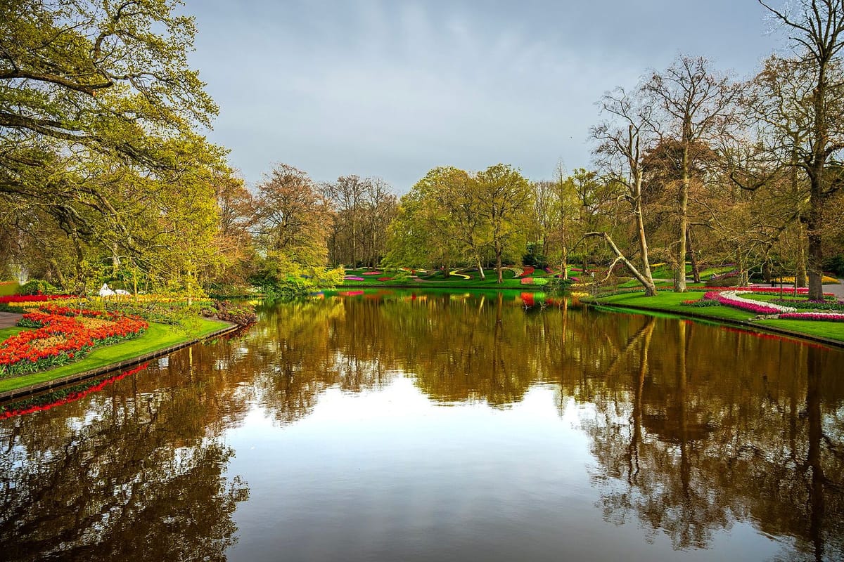 Petak bunga tulip berwarna-warni di Keukenhof