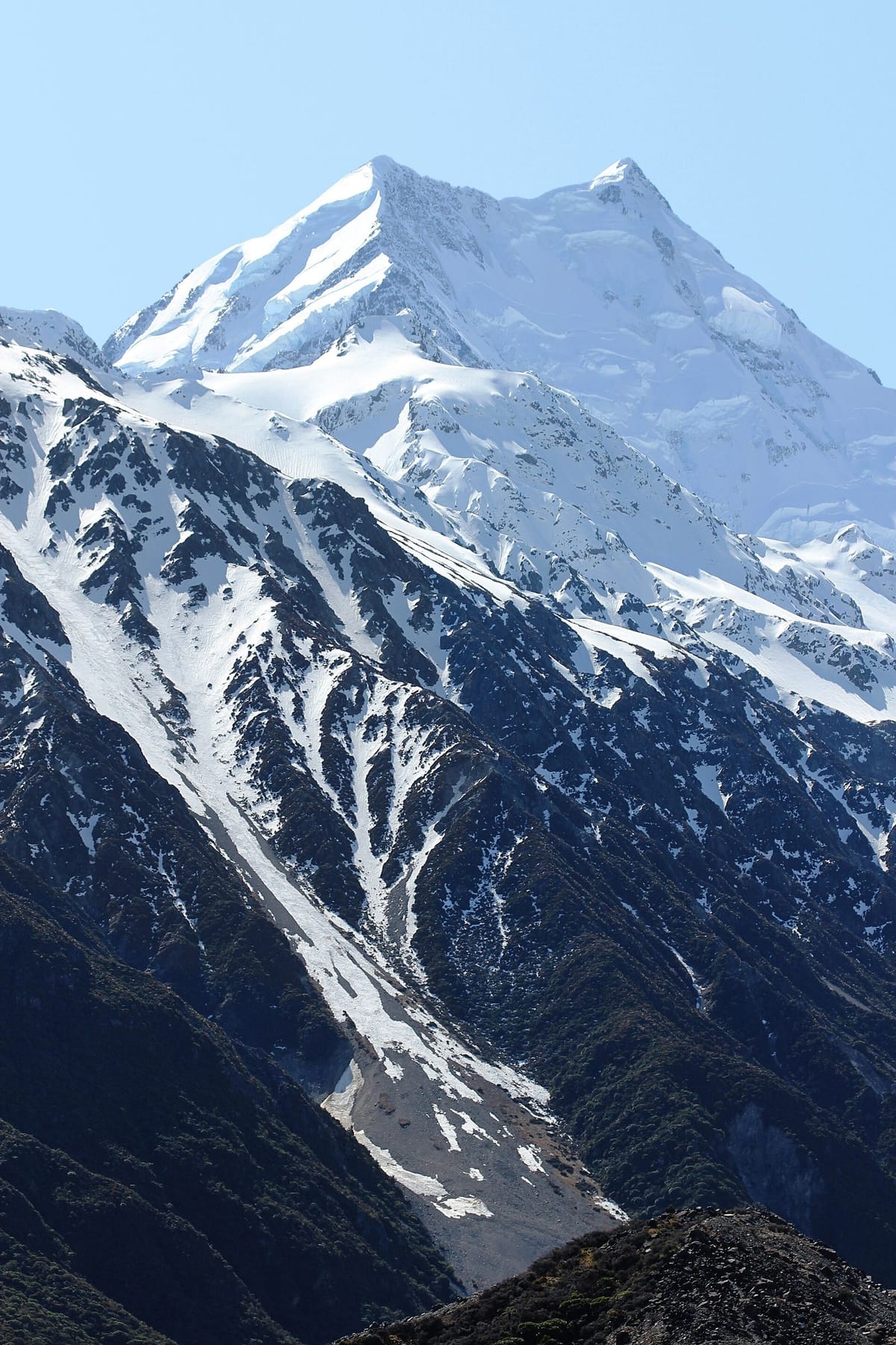 Gunung Aoraki/Mount Cook dilihat dari muara Danau Tasman