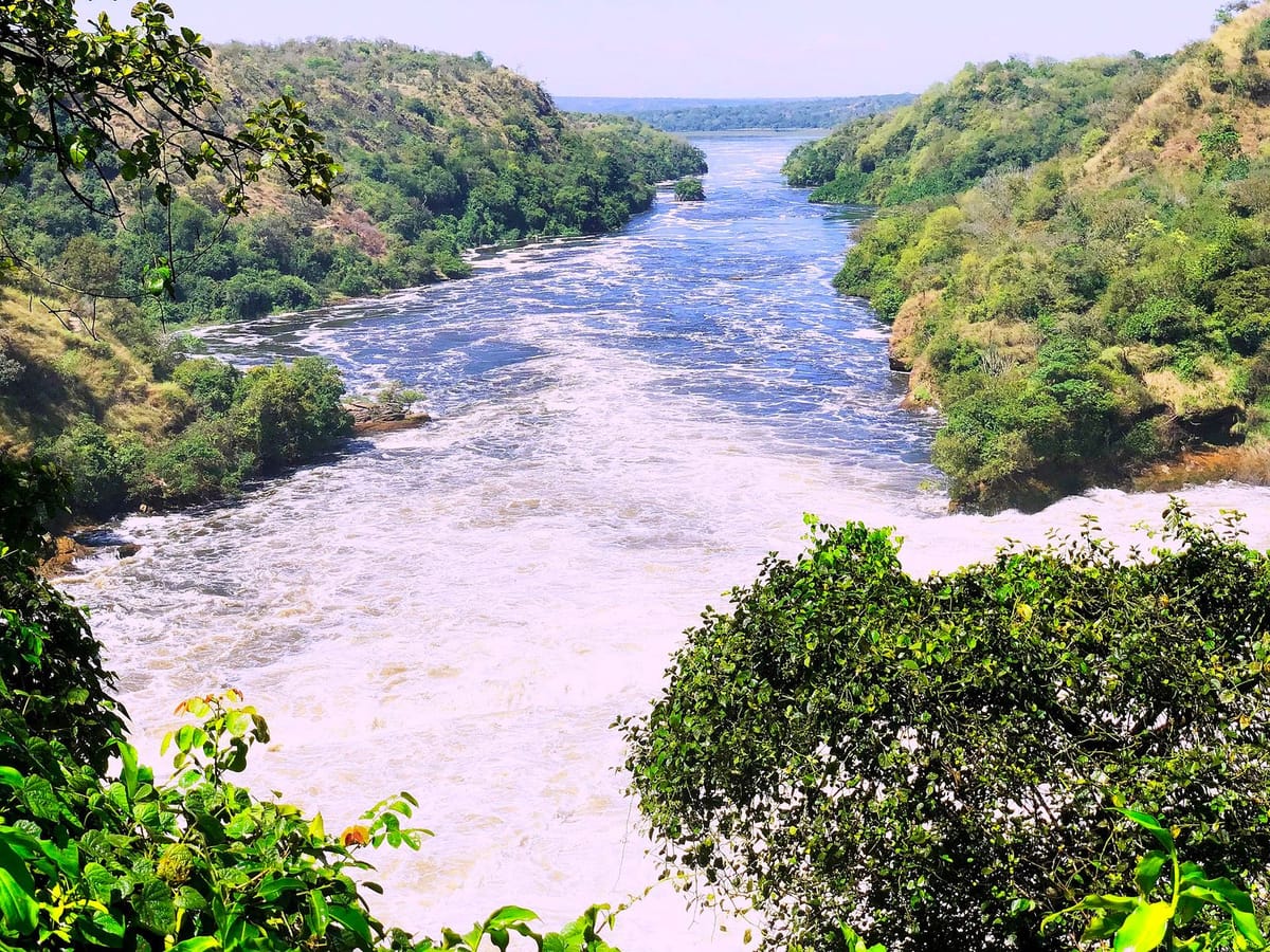 Air Sungai Nil menerjunkan diri melalui celah sempit Air Terjun Murchison